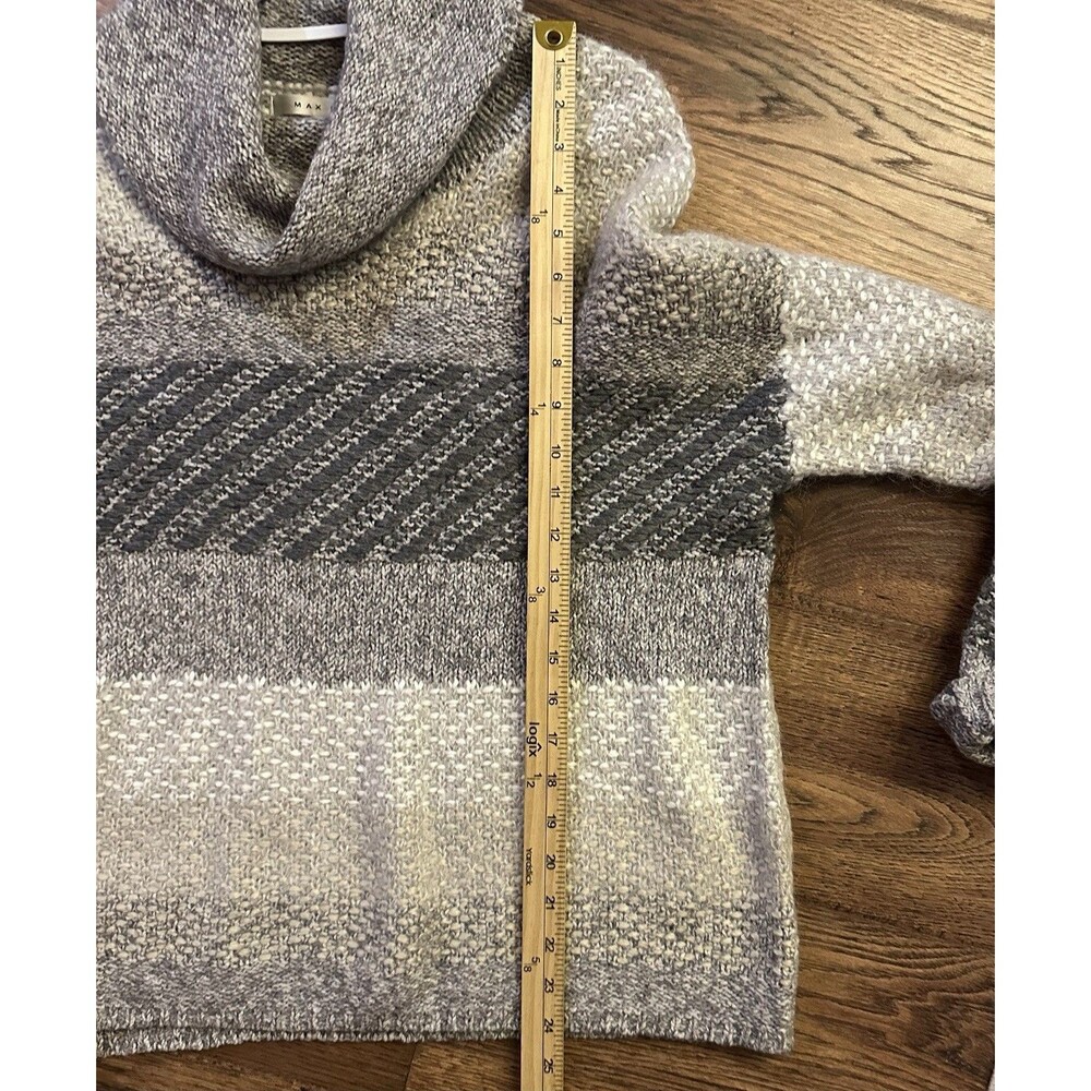 Max Studio Alpaca Wool Blend Cowl Neck Chunky Knit Sweater L Gray - Picture 6 of 6